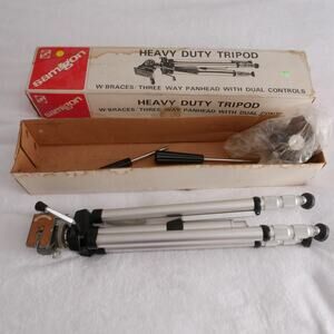 heavy duty tripod | vintage Samigon with braces three way panhead collapsible